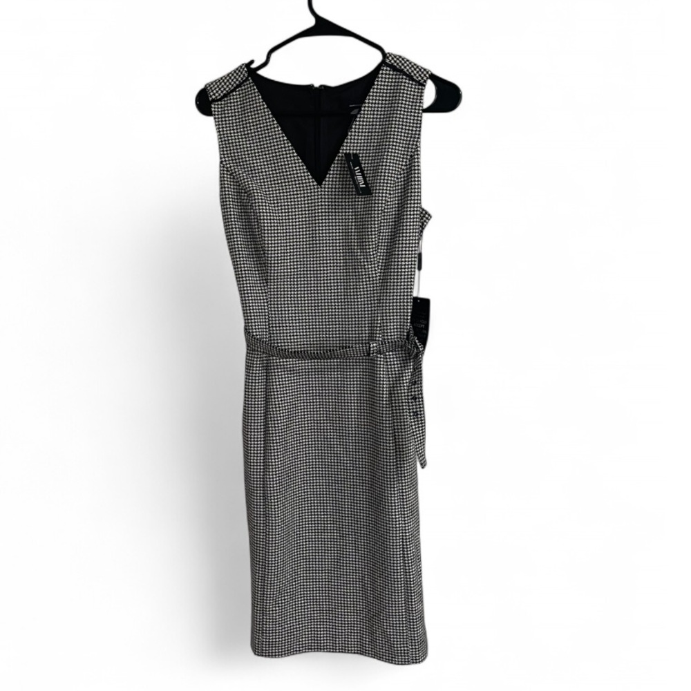 NWT White House Black Market Black and White Checkered Midi Dress